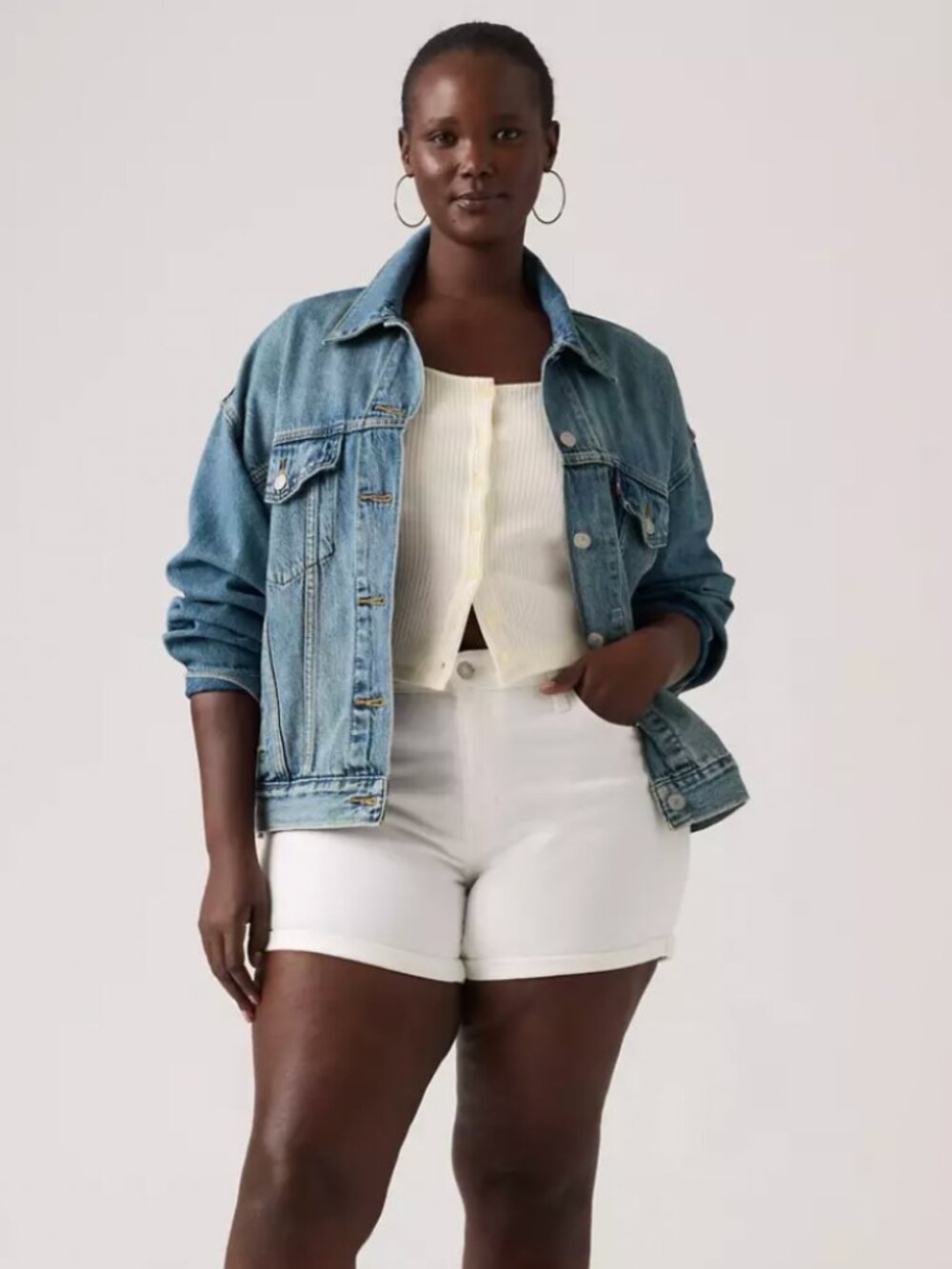 Levi's Mid-Length Shorts Womens 33 Chalk White Denim Summer Party Outdoor Picnic
